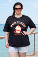 Seaside Travel Black Plus Size Printed T-shirt