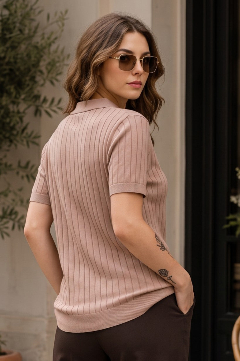 Elite Diamond Mauve Regular Fit Flatknit Premium Polo T-Shirt