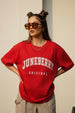 Juneberry Original Red Oversized Fit Graphic T-Shirt