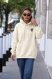 Duck Graphic Printed Off White Oversized Hoodie
