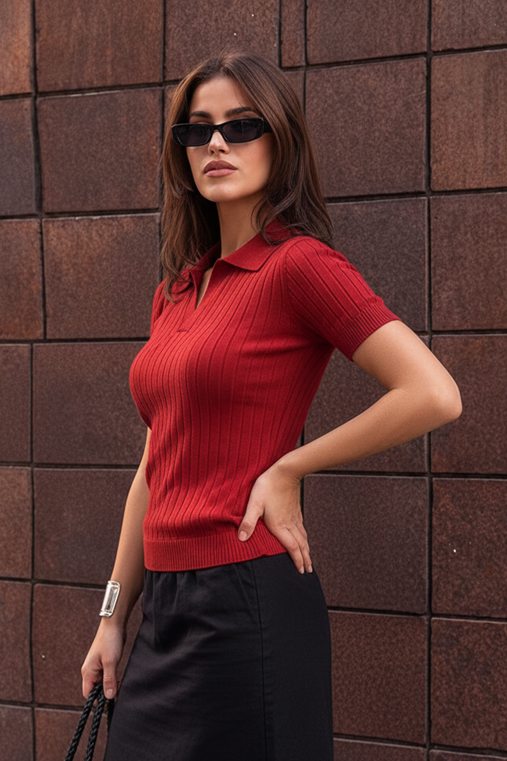 Elite Diamond Crimson Regular Fit Flatknit Premium Polo T-Shirt