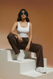 Brown Active Wear 4 Pocket Knitted Cargo Track Pant