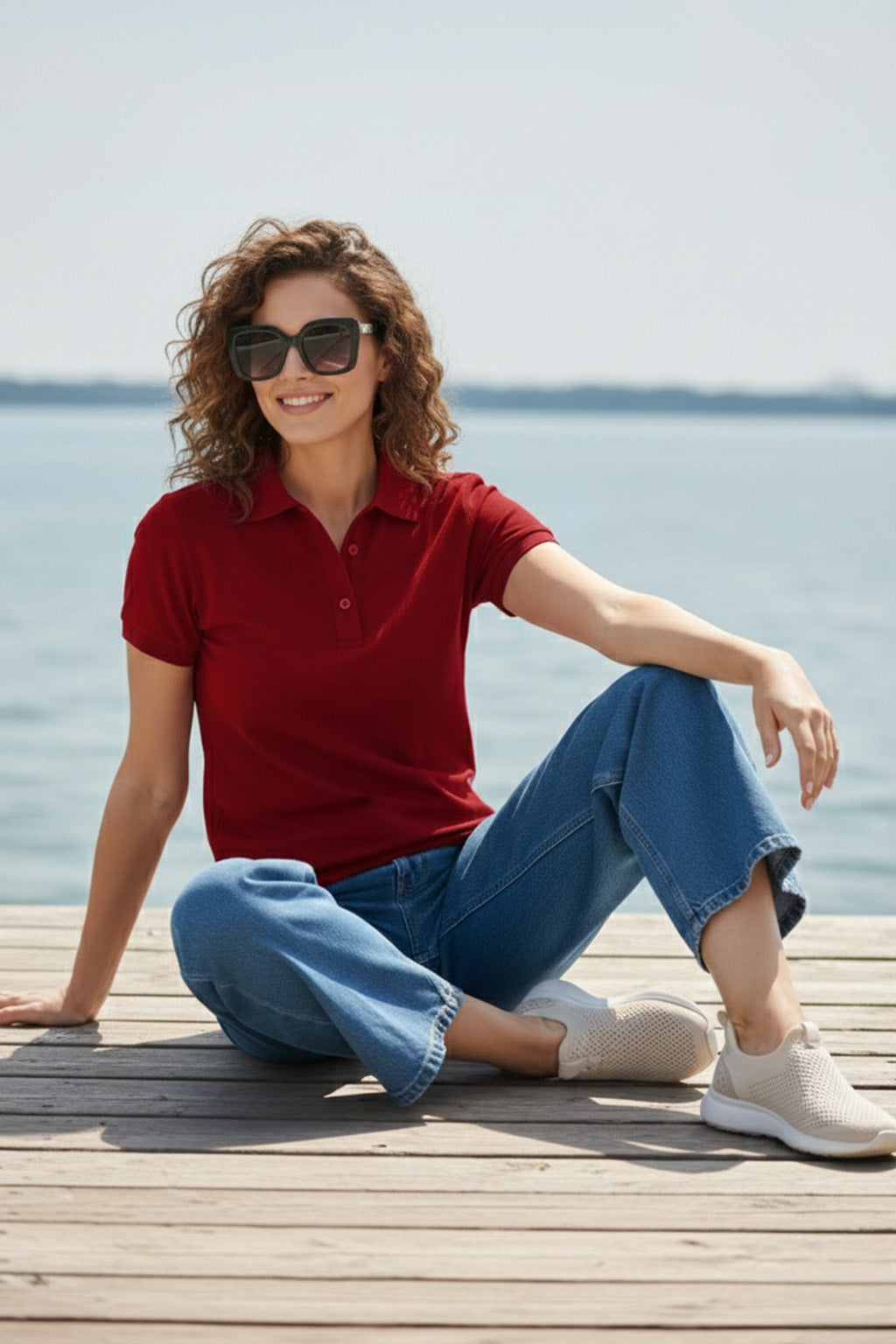 Red Plain Cotton Regular Slim Fit Polo T-Shirt