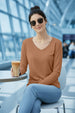 Cork V-Neck Plain Full Sleeve Regular Fit T-Shirt