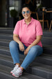 Pink Plain Plus Size Polo T-shirt