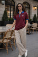 Tennis Club Maroon Regular Fit Premium Pique Lycra Zipper Polo T-Shirt