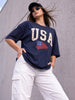 USA Navy Graphic Printed Oversized T-Shirt