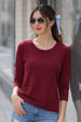 Maroon Plain Full Sleeve Regular Fit T-Shirt