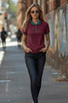 Stripe Collar Maroon Regular Fit Premium Pique Lycra Zipper Polo T-Shirt