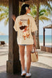 Moana Swan White Oversized Fit Graphic T-Shirt