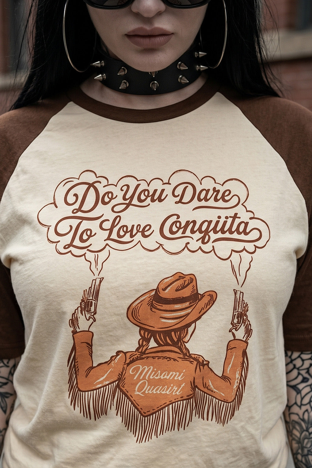 Do You Dare Brown Oversized Graphic T-Shirt