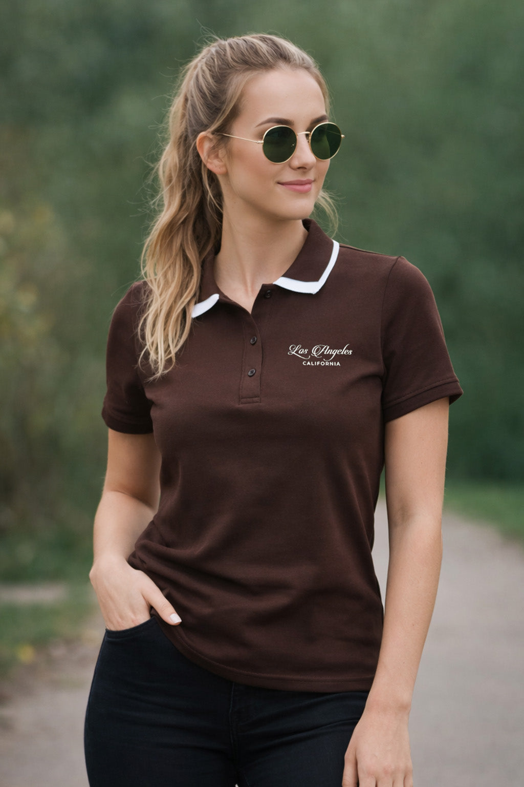 Los Anegeles Brown Regular Fit Premium Pique Lycra Polo T-Shirt