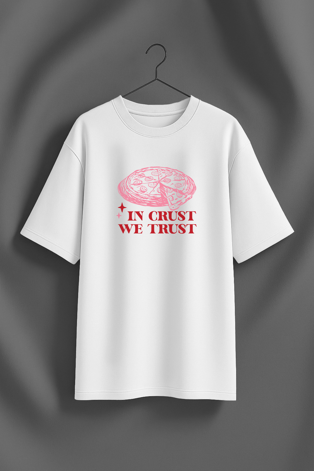 Pizza White Oversized Graphic T-Shirt