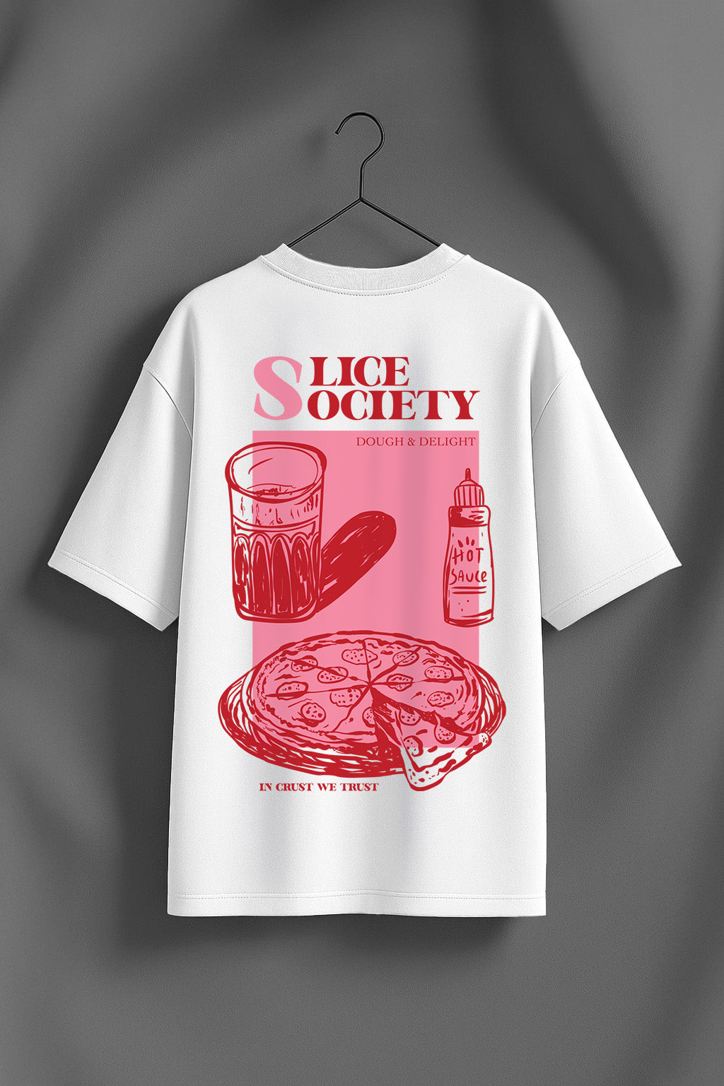 Pizza White Oversized Graphic T-Shirt