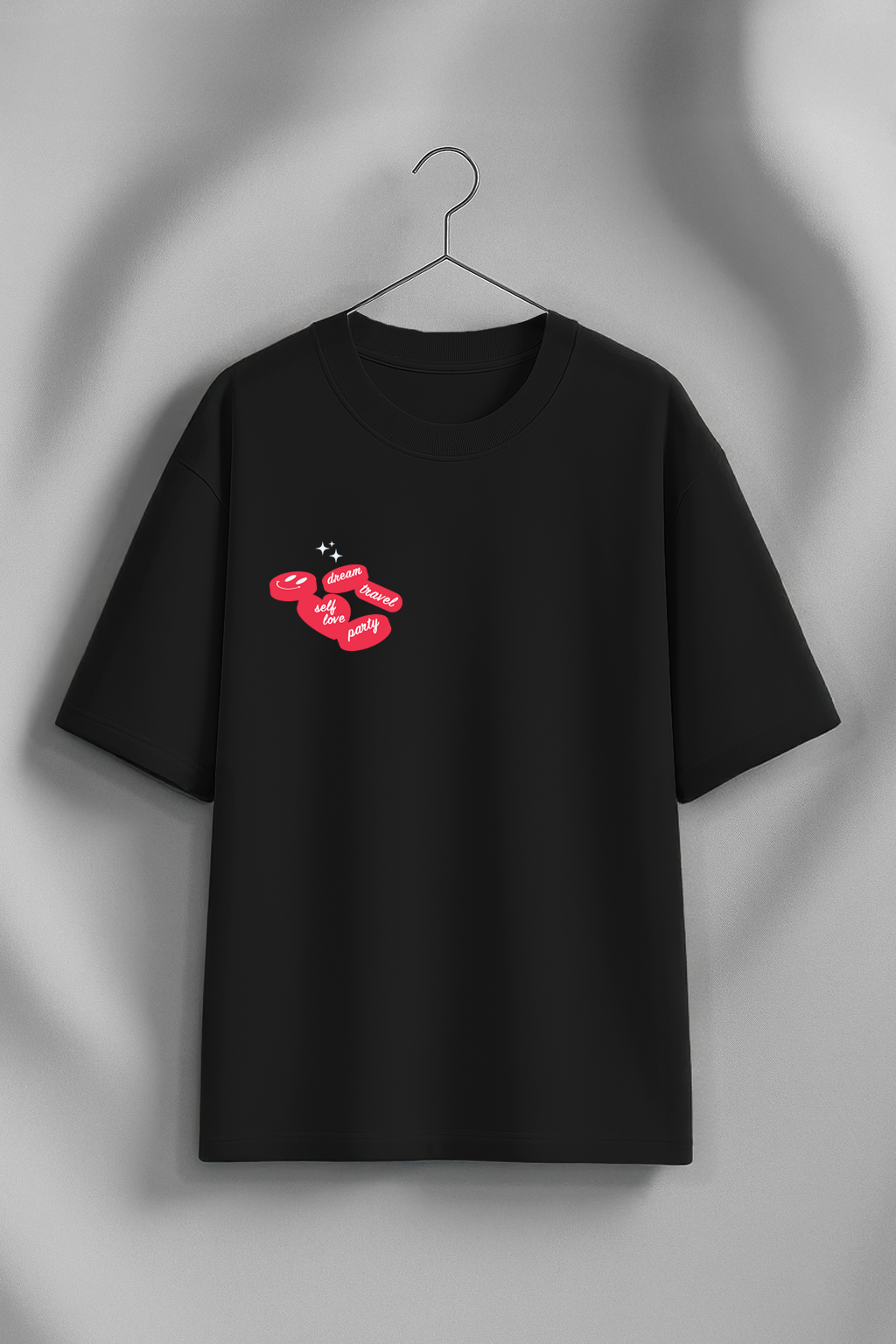 Mouth Black Oversized Graphic T-Shirt