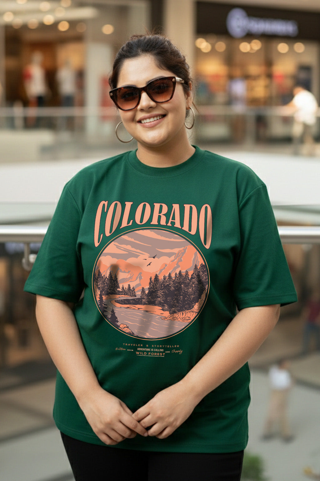 Colorado Green Plus Size Printed T-shirt