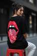 Mouth Black Oversized Graphic T-Shirt