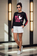 Be Unique Graphic Printed Regular Fit Black Sweatshirt