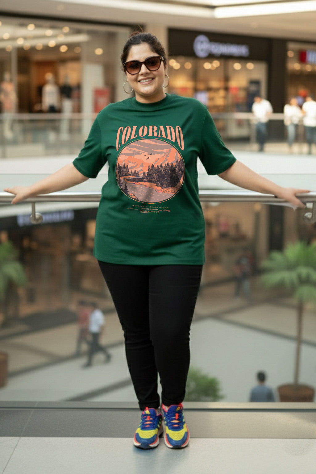 Colorado Green Plus Size Printed T-shirt
