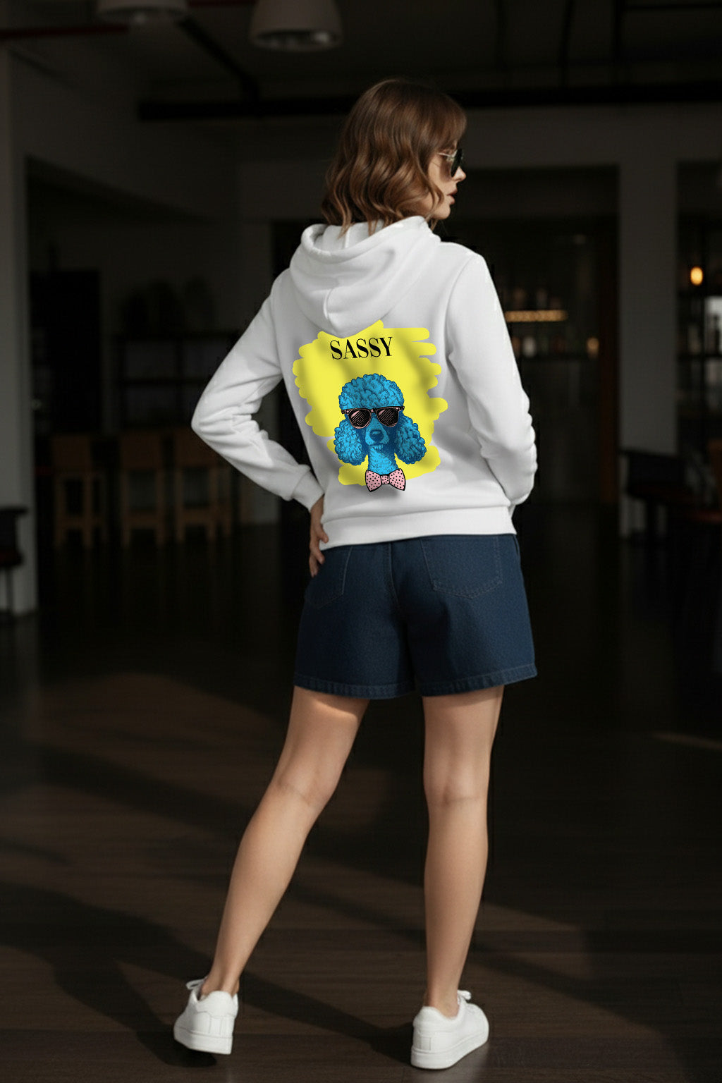 Sassy White Graphic Back Printed Regular Fit Hoodie