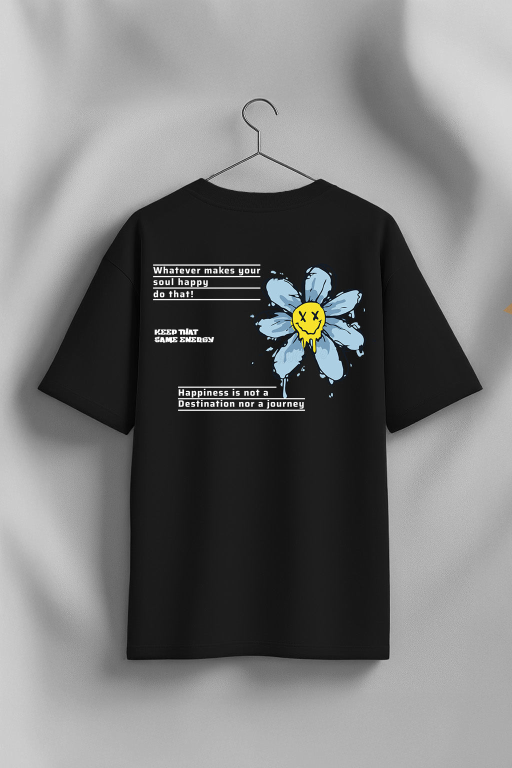 Energy Graphic Printed Black Oversized T-Shirt