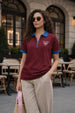 Tennis Club Maroon Regular Fit Premium Pique Lycra Zipper Polo T-Shirt