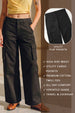 Black Plain 5 Pocket Straight Fit Woven Cargo