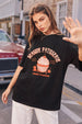 Seaside Patisserie Typographic Printed Oversized Fit Black T-Shirt