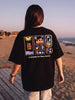 Sun Sand Surf Black Oversized Fit Graphic T-Shirt
