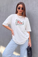 Fun Pizza White Oversized Printed T-Shirt