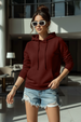 Dark Plain Wine Spun Regular Fit Hoodie