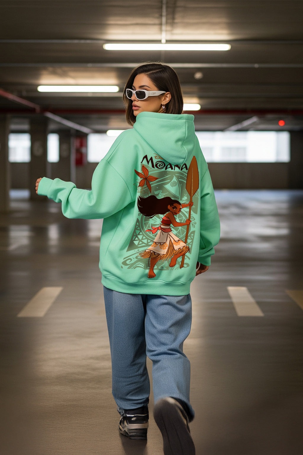 Moana Printed Pista Oversized Hoodie