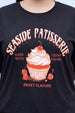 Seaside Travel Black Plus Size Printed T-shirt