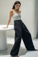 Black High Rise Pleated Wide-Leg  Korean Pants