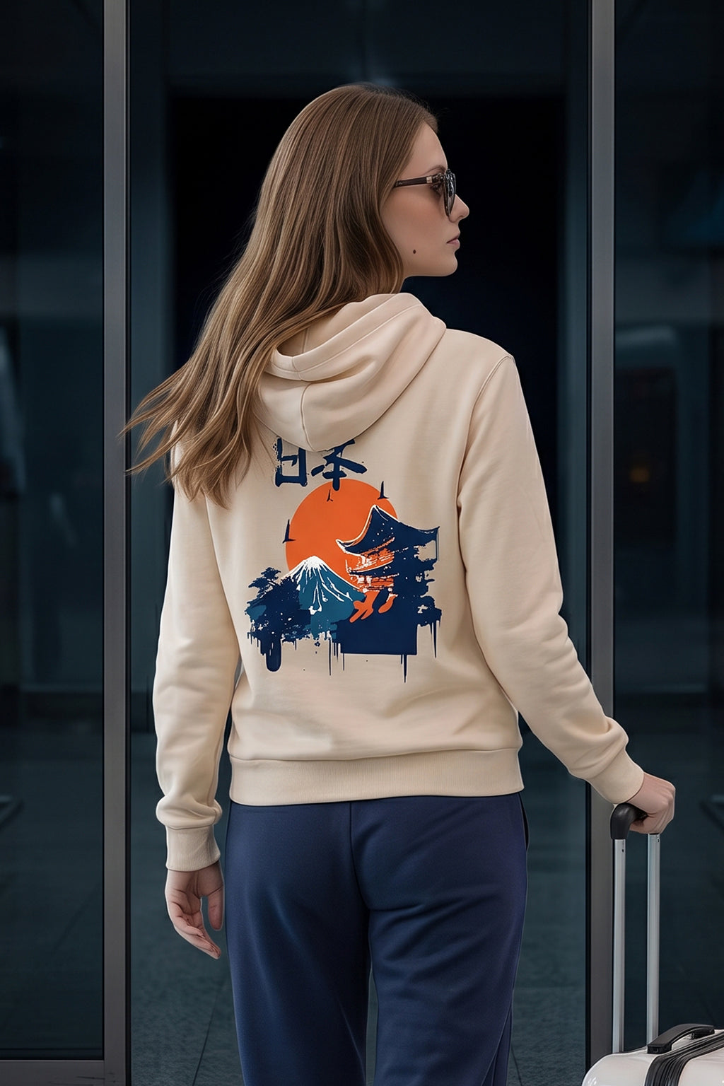 Nature Graphic Printed Beige Regular Fit Hoodie