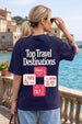 Travel Destinations Royal Blue Oversized Fit Printed T-Shirt
