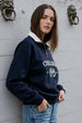 Premium Navy Contras Collar  Sweatshirt