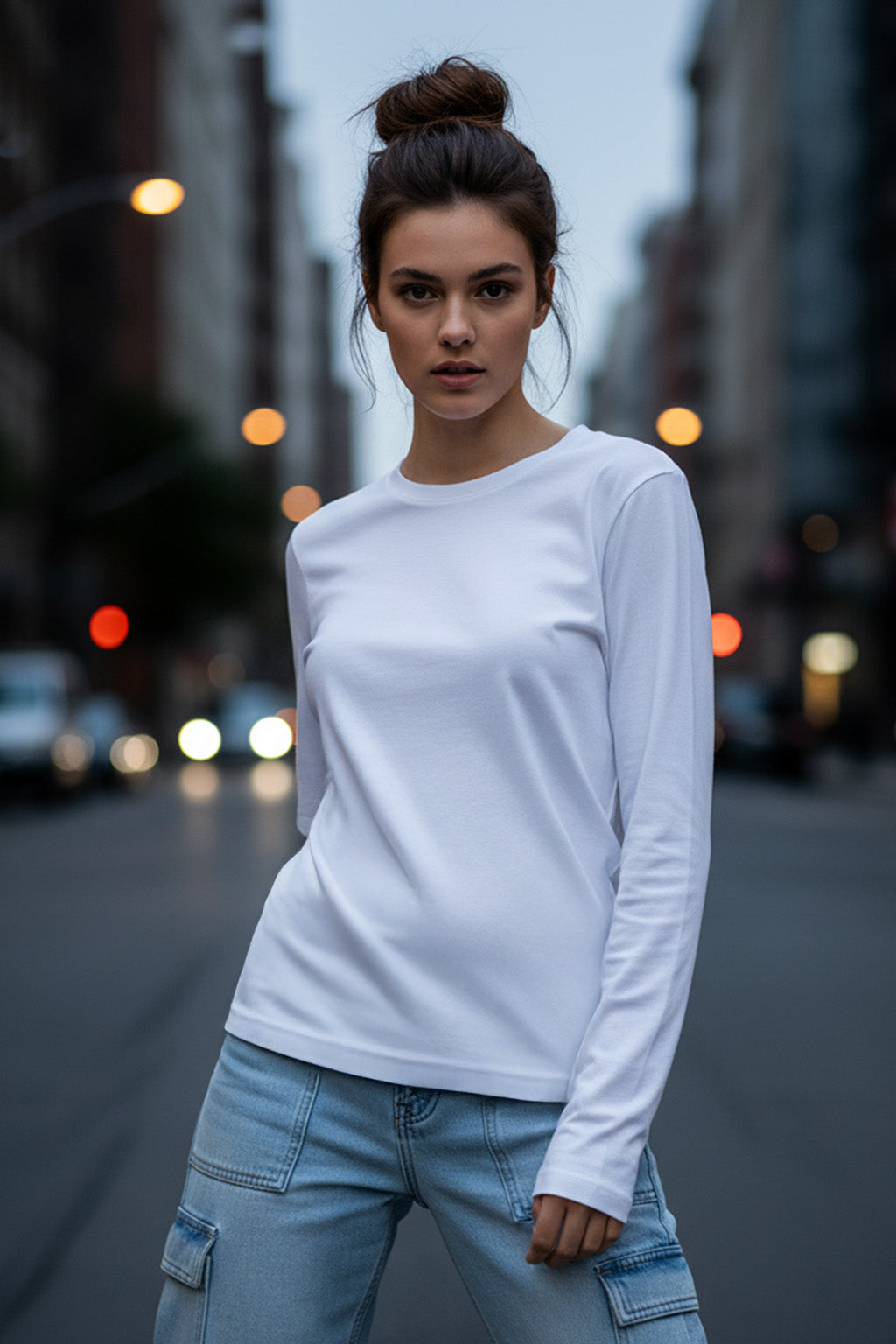 White Plain Full Sleeve Regular Fit T-Shirt