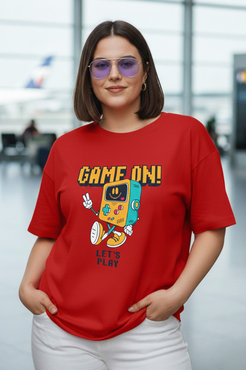 Game On Red Plus Size Printed T-shirt