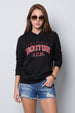 Boston Black Regular Fit Front Printed Hoodie