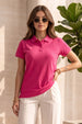 Bright  Pink Plain Cotton Regular Slim Fit Polo T-Shirt