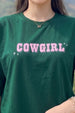 Cow Girl Green Oversized Graphic T-Shirt