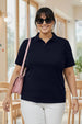Navy Plain Plus Size Polo T-shirt