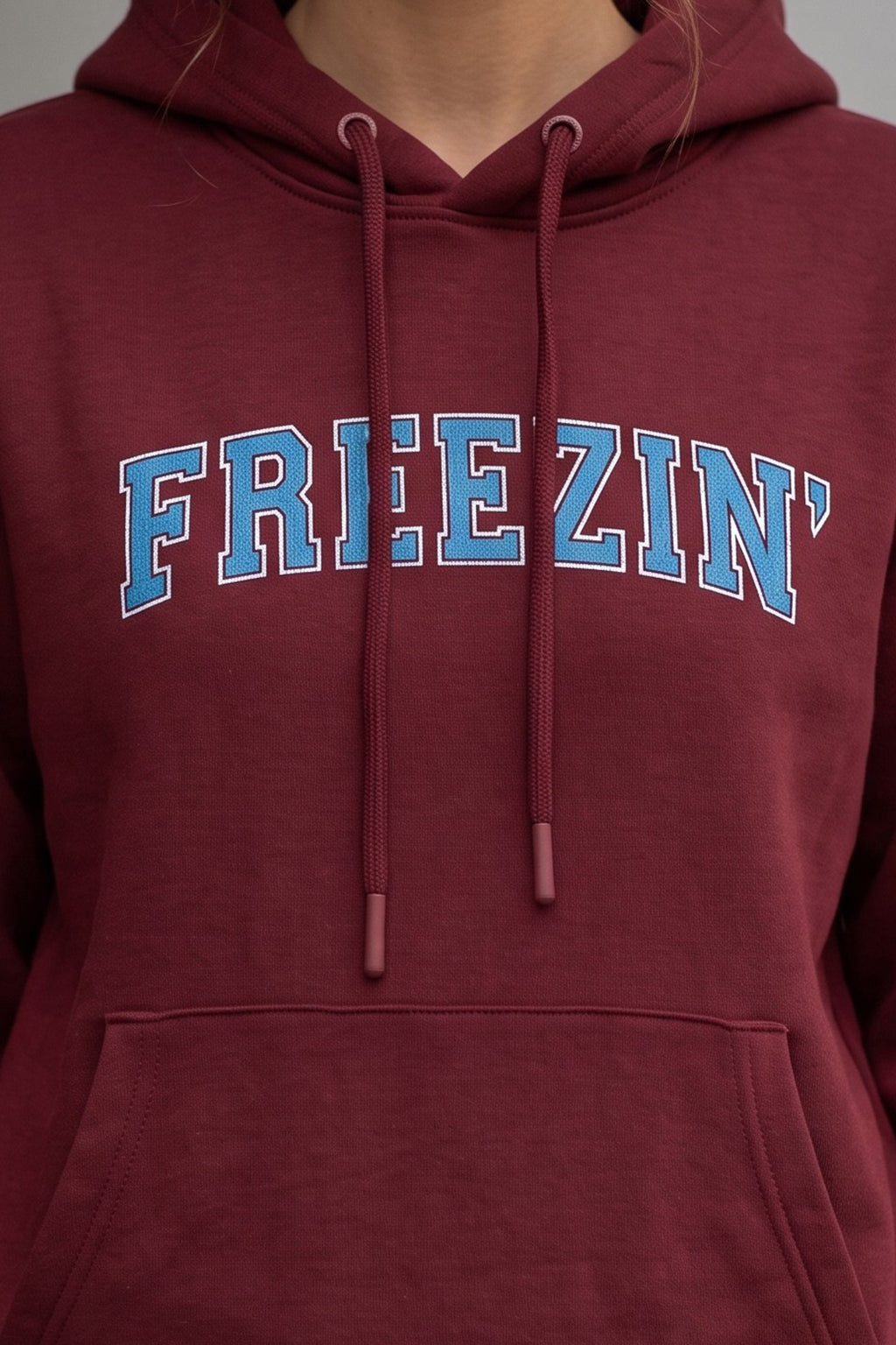 Freezin Maroon Regular Fit Printed Hoodie