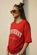 Juneberry Original Red Oversized Fit Graphic T-Shirt
