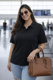 Black Plain Plus Size Polo T-shirt