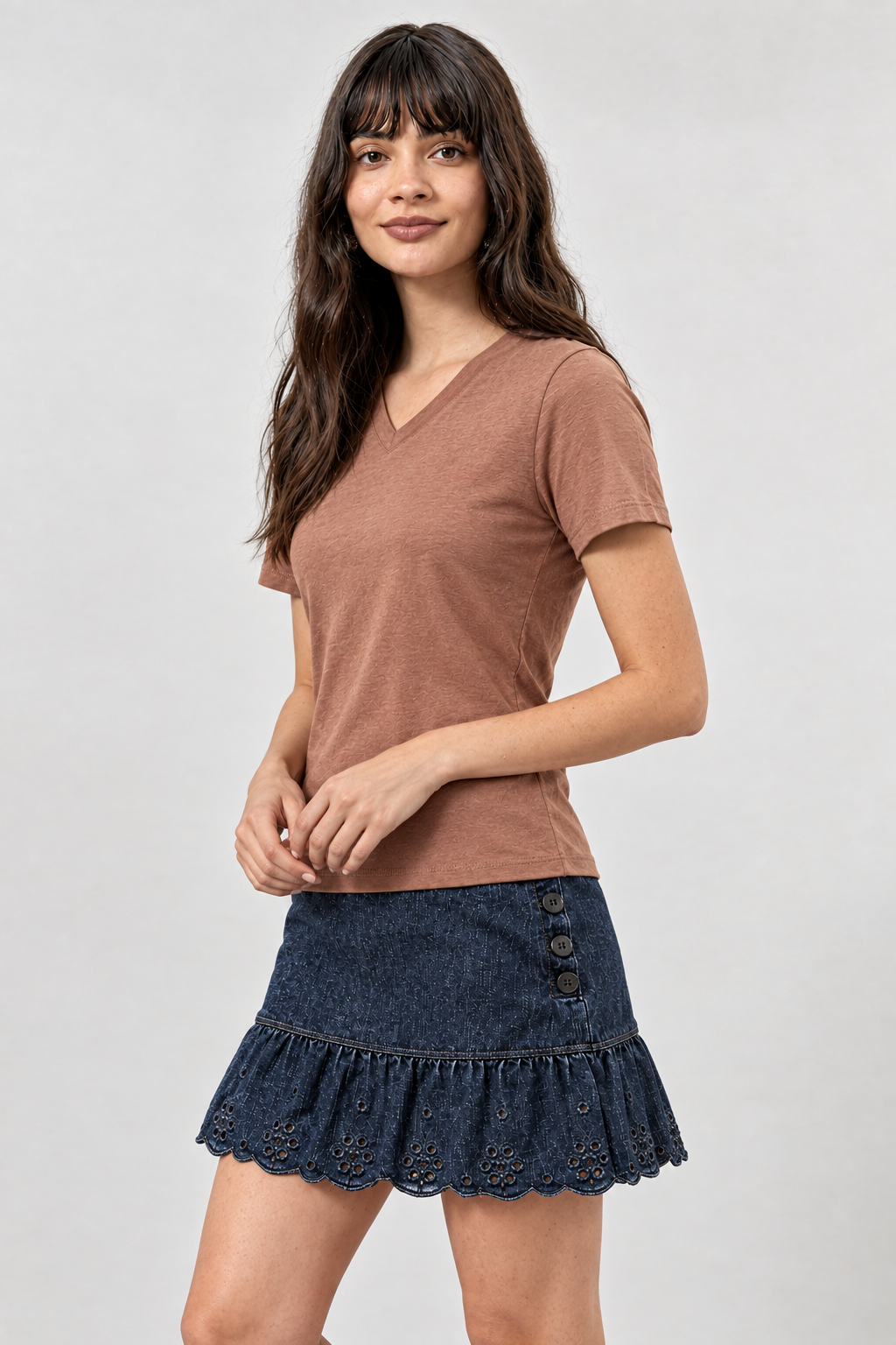 Cork Plain V-Neck Regular Fit T-Shirt