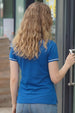 Stripe Collar Blue Regular Fit Premium Pique Lycra Zipper Polo T-Shirt