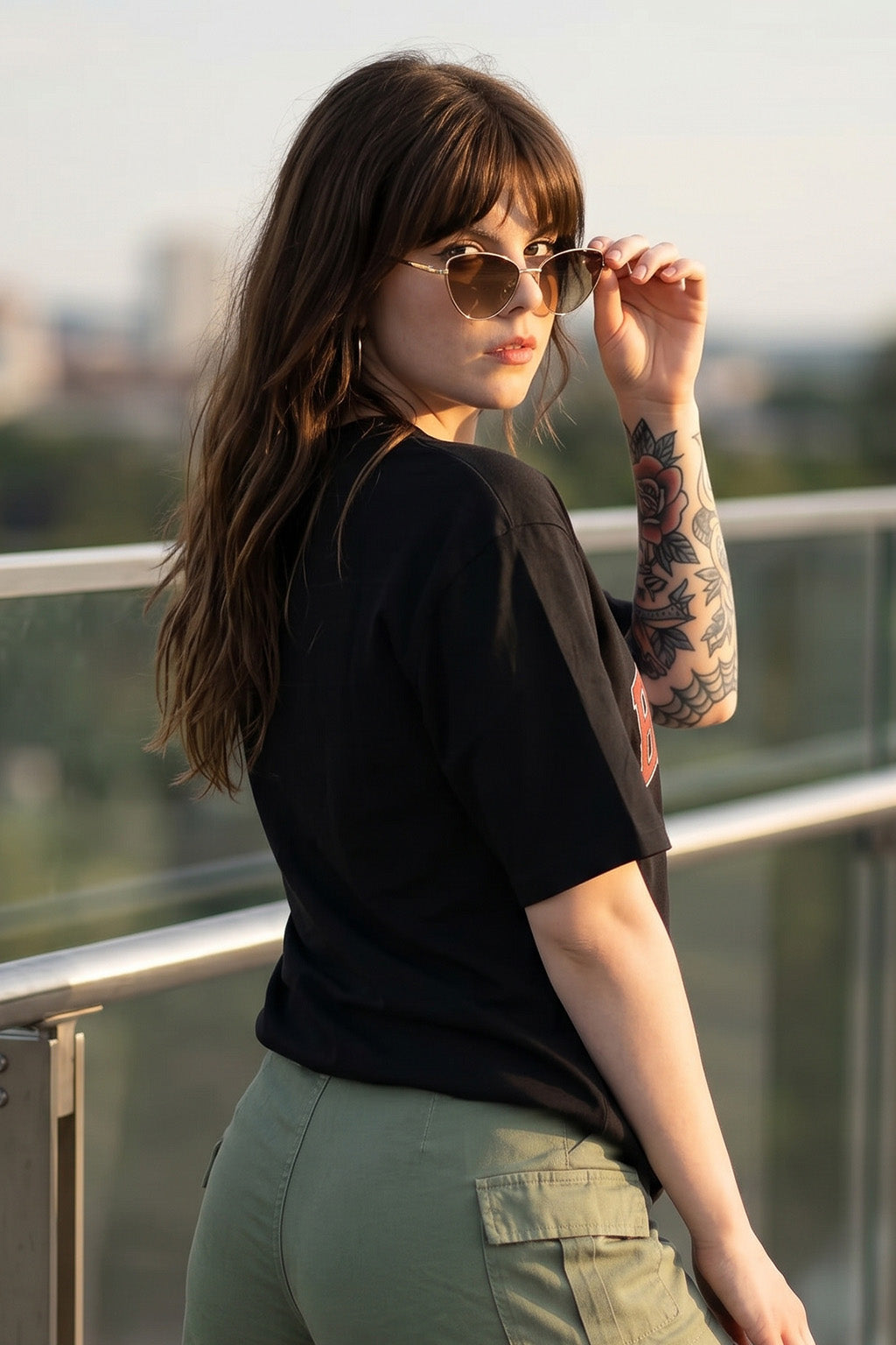 Boston Black Graphic Printed Oversized T-Shirt