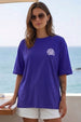 Sea Girl Royal Blue Oversized Fit Graphic T-Shirt